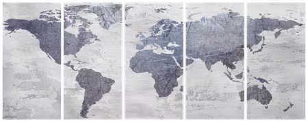 Canvastavla - Concrete world map parts narrow