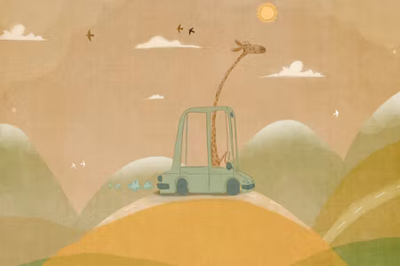 Canvastavla - Dreamy traveler A cheerful giraffe a