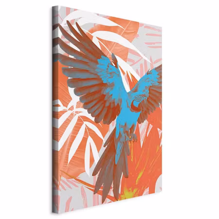 Canvastavla - Exotic wings parrot among abstract