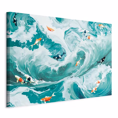 Canvastavla - Fish and waves