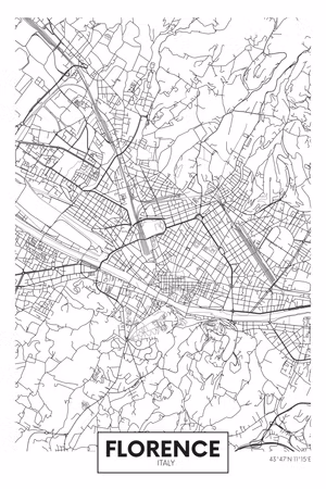 Canvastavla - Florence map part vertical