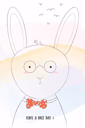 Canvastavla - Greetings from rabbit part vertical