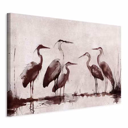 Canvastavla - Herons painted with ink
