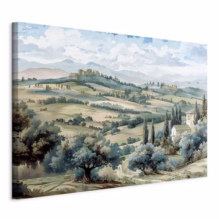Canvastavla - Landscape with green fields and view