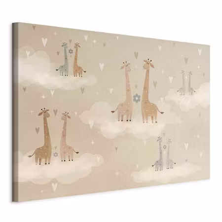 Canvastavla - Love colorful giraffes floating on