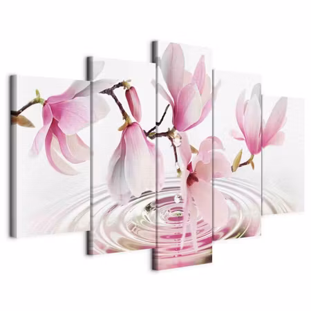Canvastavla - Magnolias over water parts wide pink