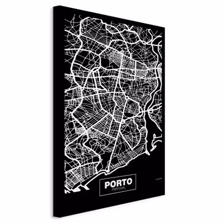 Canvastavla - Negative map porto part vertical