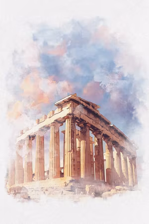 Canvastavla - Painted parthenon part vertical