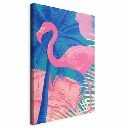 Canvastavla - Pink flamingo abstract flamingo and