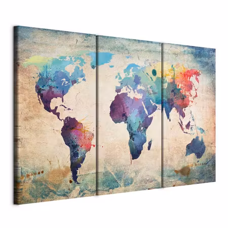 Canvastavla - Rainbow map triptych