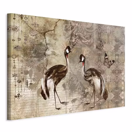 Canvastavla - Retro cranes part wide