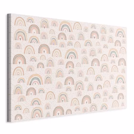 Canvastavla - Spring pastel rainbows with hearts a