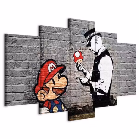 Canvastavla - Super mario mushroom cop banksy