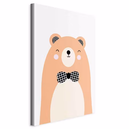 Canvastavla - Teddy bear in bow tie part vertical