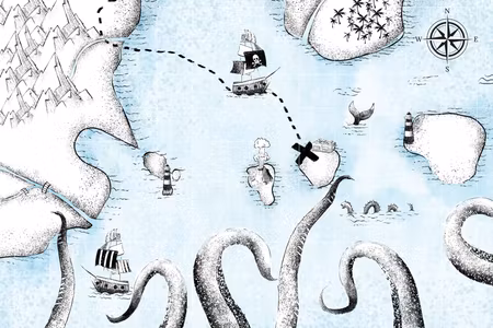 Canvastavla - Treasure map part wide