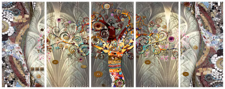 Canvastavla - Tree of life parts narrow