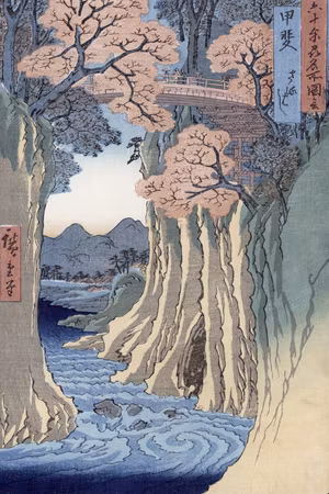 Canvastavla - Utagawa hiroshige the monkey bridge