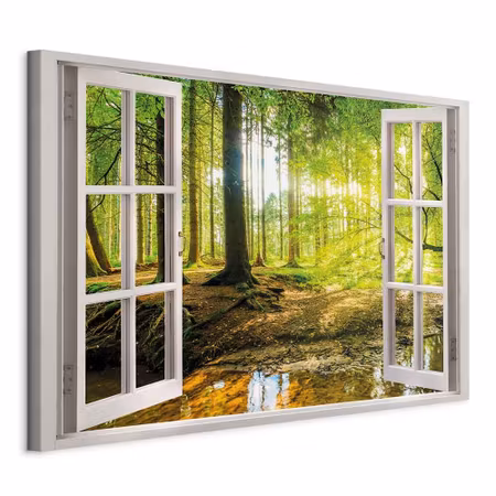 Canvastavla - Window view on forest