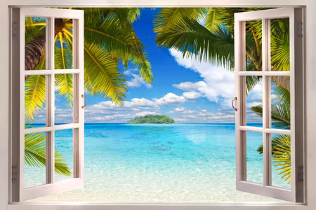 Canvastavla - Window sea view