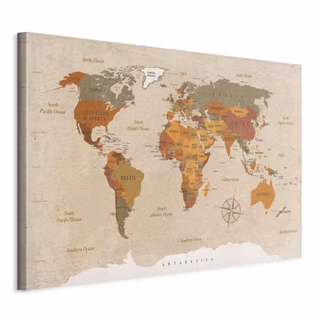 Canvastavla - World map beige chic