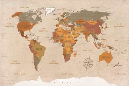 Canvastavla - World map beige chic