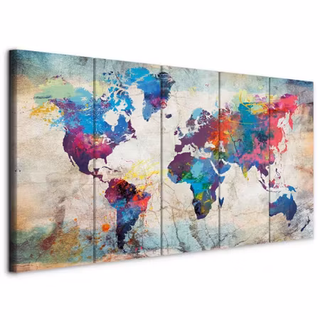 Canvastavla - World map cracked wall