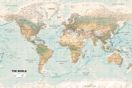 Canvastavla - World map beautiful world