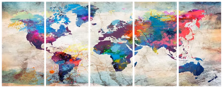Canvastavla - World map cracked wall