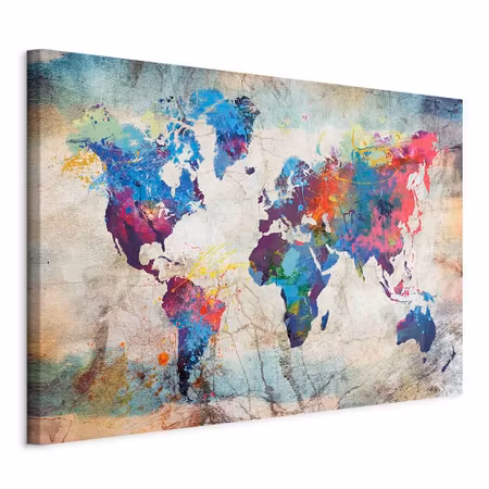Canvastavla - World map colourful madness