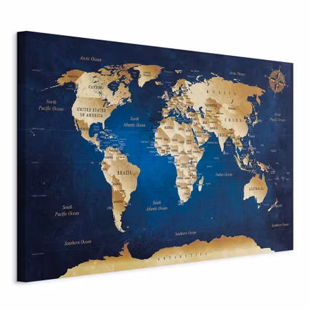 Canvastavla - World map the dark blue depths