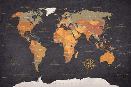 Canvastavla - World map secrets of the earth