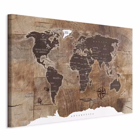 Canvastavla - World map wooden mosaic
