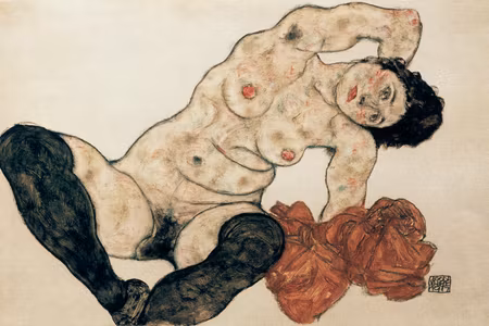 Premium canvastavla - Egon schiele liegender akt