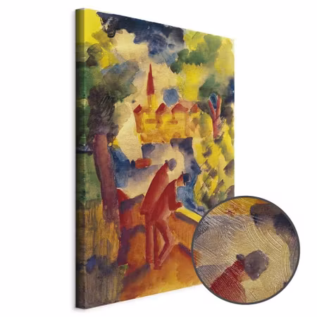 Premium canvastavla - August macke men on the road