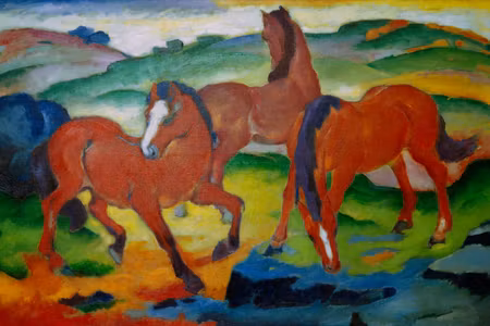 Premium canvastavla - Franz marc the red horses