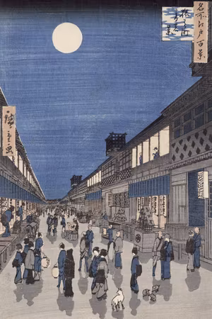 Premium canvastavla - Utagawa hiroshige night time