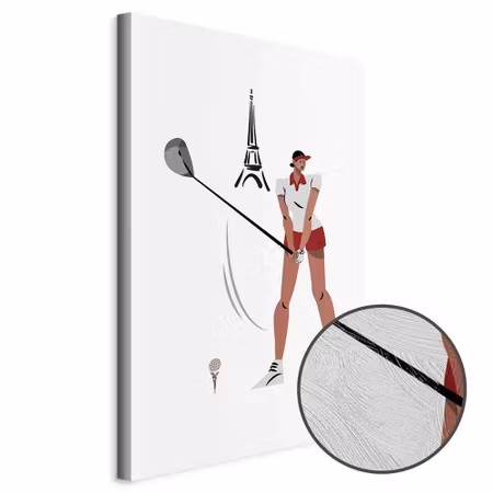 Premium canvastavla - Female golfer with the