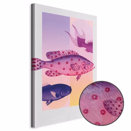 Premium canvastavla - Fish in pastels - stylized