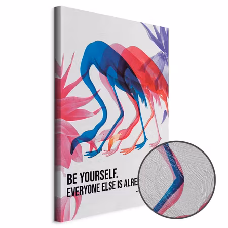 Premium canvastavla - Colorful flamingos -