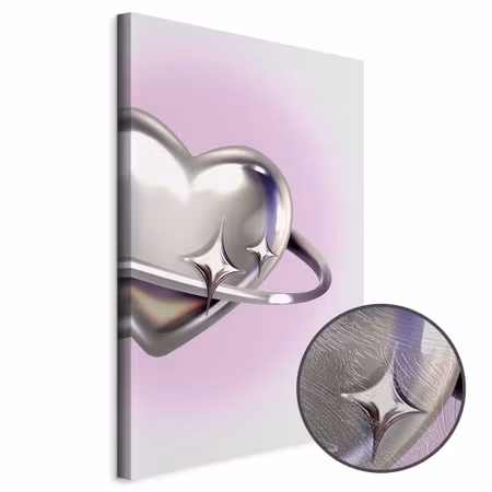 Premium canvastavla - Cosmic heart - silver heart