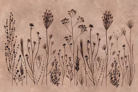 Premium canvastavla - Wildflowers black plants on