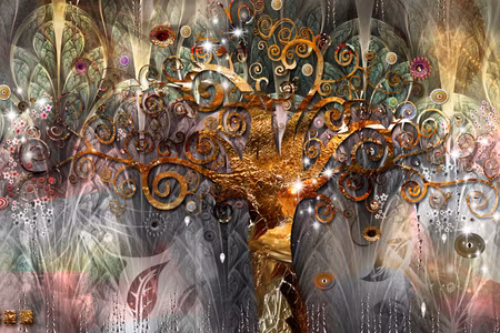 Premium canvastavla - Gold tree