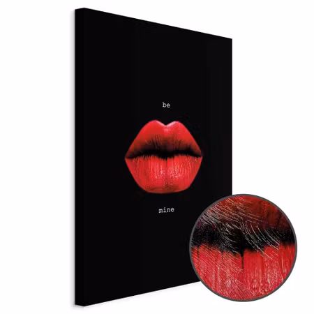 Premium canvastavla - Red lips - black background