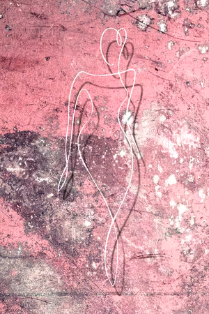 Premium canvastavla - Figure on pink background -