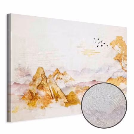 Premium canvastavla - Golden mountains wide
