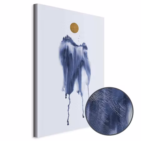 Premium canvastavla - Forest in watercolors - blue