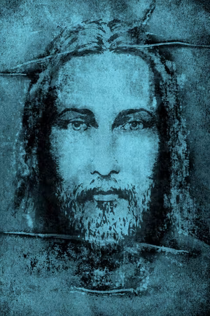 Premium canvastavla - Shroud of turin in turqoise