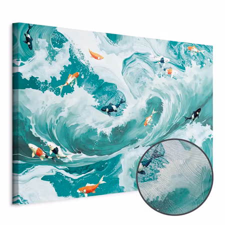 Premium canvastavla - Fish and waves