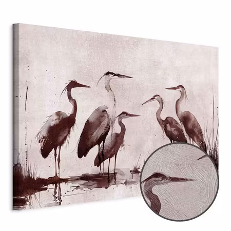 Premium canvastavla - Herons painted with ink