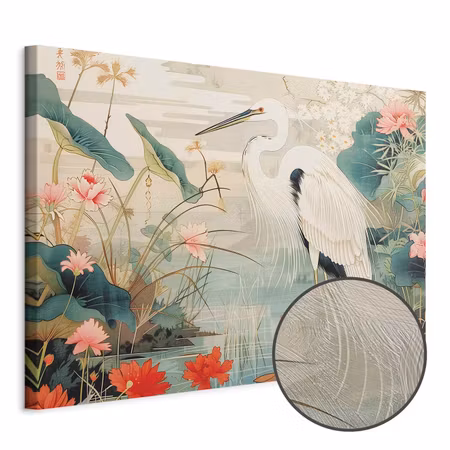 Premium canvastavla - By an asian pond - an